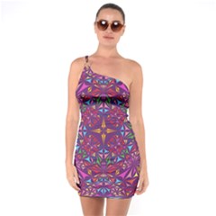 Kaleidoscope Triangle Pattern One Soulder Bodycon Dress