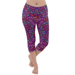 Kaleidoscope Triangle Pattern Lightweight Velour Capri Yoga Leggings