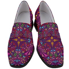 Kaleidoscope Triangle Pattern Women s Chunky Heel Loafers