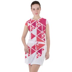 Red Triangle Pattern Drawstring Hooded Dress