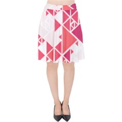 Red Triangle Pattern Velvet High Waist Skirt by Mariart