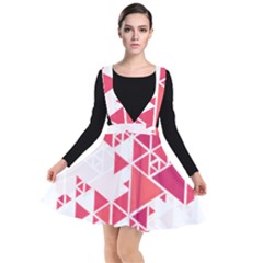 Red Triangle Pattern Plunge Pinafore Dress