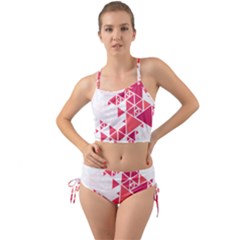 Red Triangle Pattern Mini Tank Bikini Set