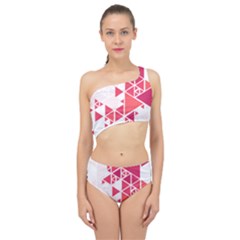 Red Triangle Pattern Spliced Up Two Piece Swimsuit