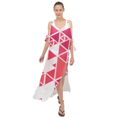 Red Triangle Pattern Maxi Chiffon Cover Up Dress