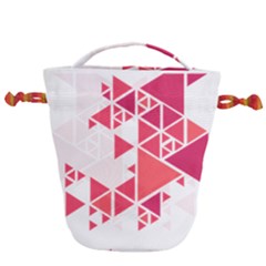 Red Triangle Pattern Drawstring Bucket Bag