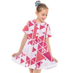 Red Triangle Pattern Kids  Short Sleeve Shirt Dress by Mariart