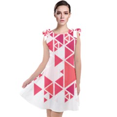 Red Triangle Pattern Tie Up Tunic Dress