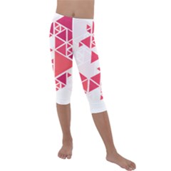 Red Triangle Pattern Kids  Lightweight Velour Capri Leggings 