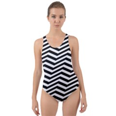 Zigzag Chevron Cut-out Back One Piece Swimsuit