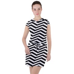 Zigzag Chevron Drawstring Hooded Dress