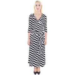 Zigzag Chevron Quarter Sleeve Wrap Maxi Dress