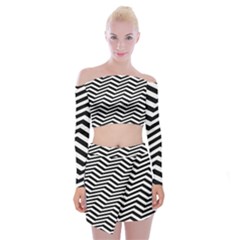 Zigzag Chevron Off Shoulder Top With Mini Skirt Set by Mariart