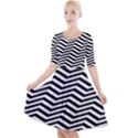 Zigzag Chevron Quarter Sleeve A-Line Dress View1