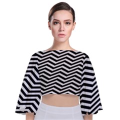 Zigzag Chevron Tie Back Butterfly Sleeve Chiffon Top