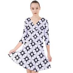 Star Background Quarter Sleeve Front Wrap Dress