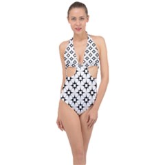 Star Background Halter Front Plunge Swimsuit