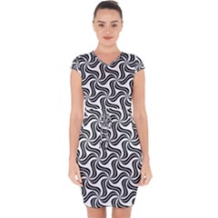 Soft Pattern Repeat Capsleeve Drawstring Dress 