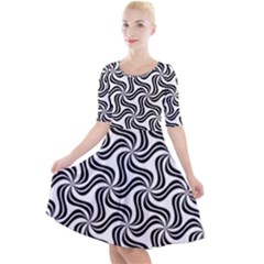 Soft Pattern Repeat Quarter Sleeve A-line Dress