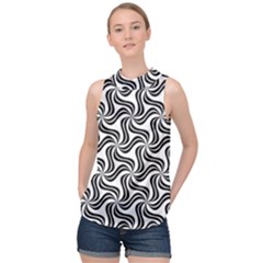 Soft Pattern Repeat High Neck Satin Top