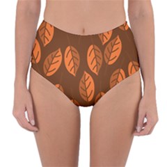 Pattern Leaf Plant Reversible High-waist Bikini Bottoms