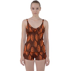 Pattern Leaf Plant Tie Front Two Piece Tankini by Mariart