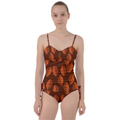 Pattern Leaf Plant Sweetheart Tankini Set