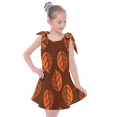 Pattern Leaf Plant Kids  Tie Up Tunic Dress