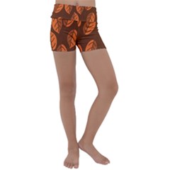 Pattern Leaf Plant Kids  Lightweight Velour Yoga Shorts