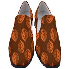 Pattern Leaf Plant Slip On Heel Loafers