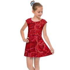 Red Pattern Technology Background Kids  Cap Sleeve Dress