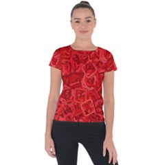 Red Pattern Technology Background Short Sleeve Sports Top 