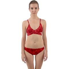 Red Pattern Technology Background Wrap Around Bikini Set