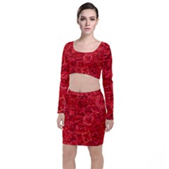 Red Pattern Technology Background Top And Skirt Sets