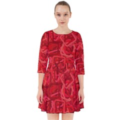 Red Pattern Technology Background Smock Dress by Mariart