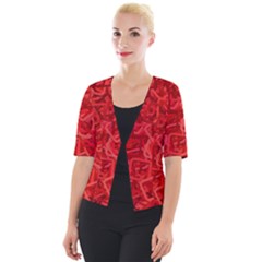 Red Pattern Technology Background Cropped Button Cardigan