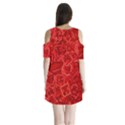 Red Pattern Technology Background Shoulder Cutout Velvet One Piece View2