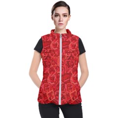 Red Pattern Technology Background Women s Puffer Vest