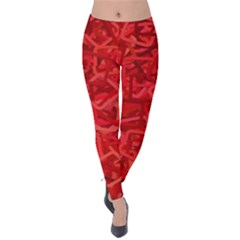 Red Pattern Technology Background Velvet Leggings