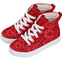 Red Pattern Technology Background Kids  Hi-top Skate Sneakers by Mariart