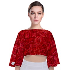 Red Pattern Technology Background Tie Back Butterfly Sleeve Chiffon Top by Mariart