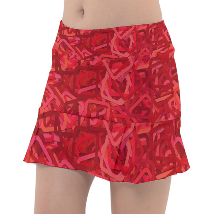 Red Pattern Technology Background Tennis Skirt