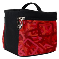 Red Pattern Technology Background Make Up Travel Bag (small)