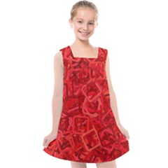 Red Pattern Technology Background Kids  Cross Back Dress by Mariart