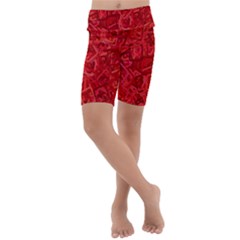 Red Pattern Technology Background Kids  Lightweight Velour Cropped Yoga Leggings