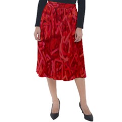 Red Pattern Technology Background Classic Velour Midi Skirt 