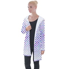 Star Curved Background Geometric Longline Hooded Cardigan