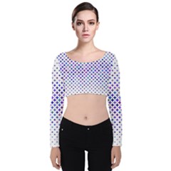 Star Curved Background Geometric Velvet Long Sleeve Crop Top