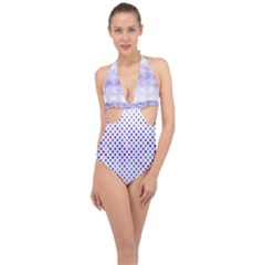 Star Curved Background Geometric Halter Front Plunge Swimsuit