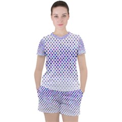 Star Curved Background Geometric Women s Tee And Shorts Set